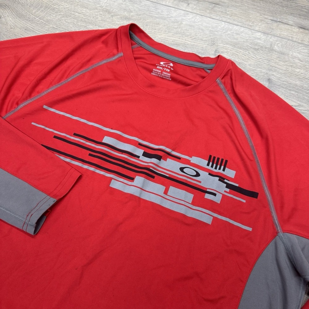 Oakley Red Geometric L/S Performance Shirt Men's Sz XXL Fishing Outdoor Tech